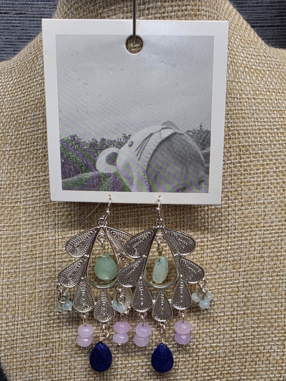 Anthropologie NWT Boho Chandelier Statement Earrings Silver Tone $58 Retail